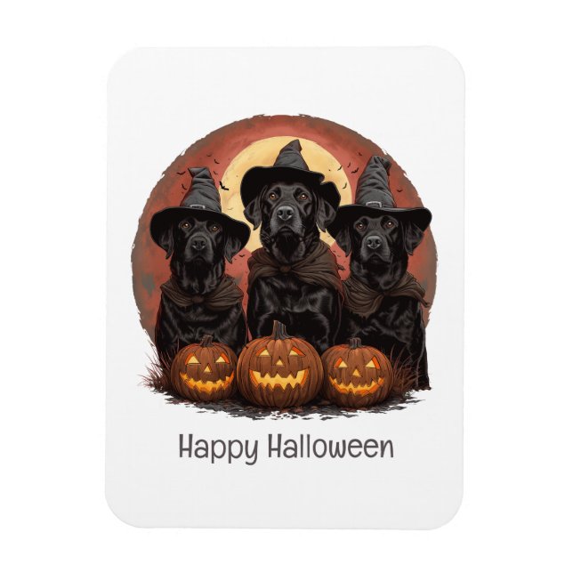 Imán Felíz Labrador de Halloween perro Gorras de brujas (Vertical)