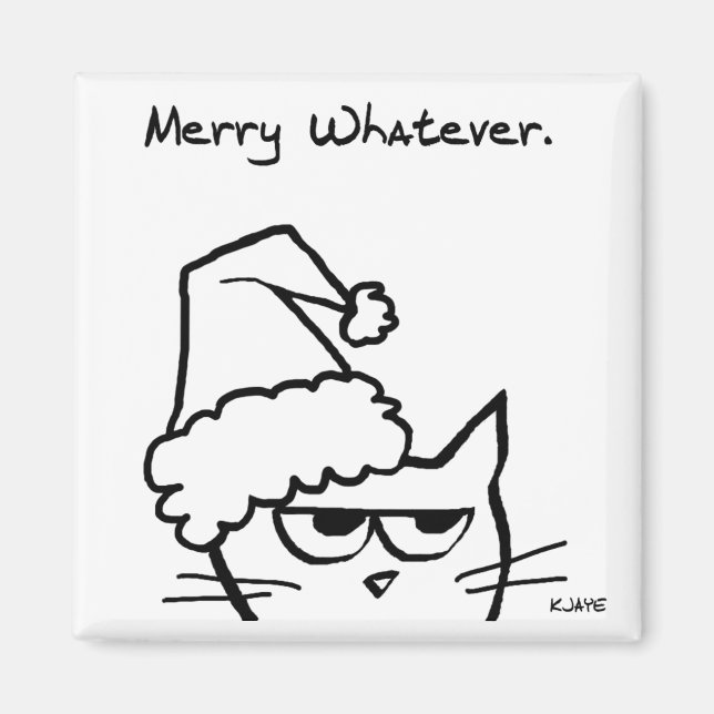 Imán Feliz lo que sea - Navidades gruñones del gato (Frente)