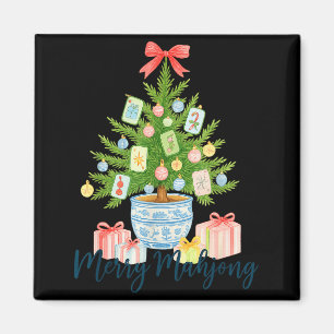 Imán Feliz Mahjong Árbol de Navidad Chinoiserie Fiesta