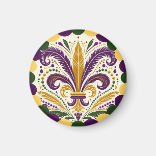 Imán Feliz Mardi Gras fleur-de-lis