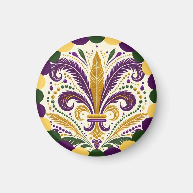 Imán Feliz Mardi Gras fleur-de-lis (Frente)