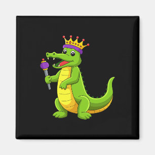 Imán Feliz Mardi Gras Rey Cocodrilo Funny Mardi Gras K