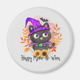 Imán Feliz Meow-o-ween-Black Witch Cat