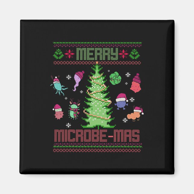 Imán Feliz Microbio-navidad Científicos de Microbiologí (Frente)