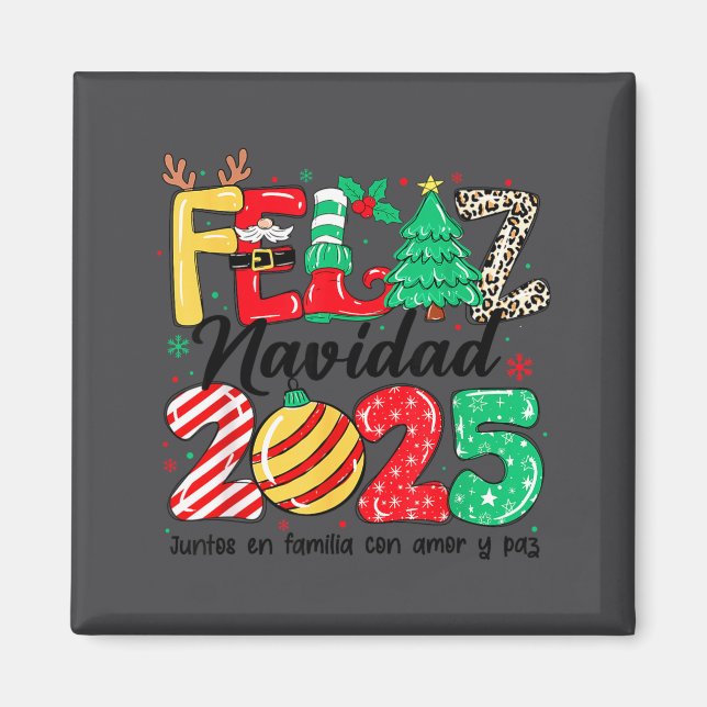 Imán Feliz Navidad 2025 Spanish Christmas Mexican Famil (Frente)