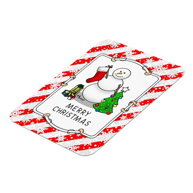 Imán Feliz Navidad 2 Árbol reaccionando a Snowman (Lado Izquierdo)
