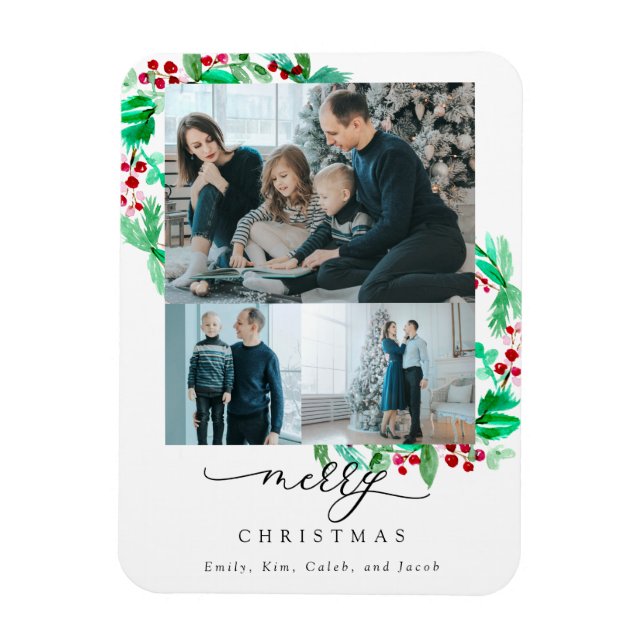 Imán Feliz Navidad 3 Collage de fotos festividad de Wre (Vertical)