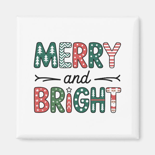 Imán Feliz Navidad A Navidades Brillantes (Frente)