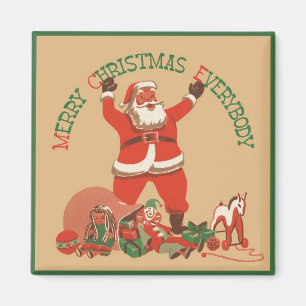 Imán ¡Feliz Navidad a Todos! Santa Claus Vintage