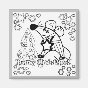 Imán Feliz Navidad Año Nuevo Símbolo Mouse Personalizad