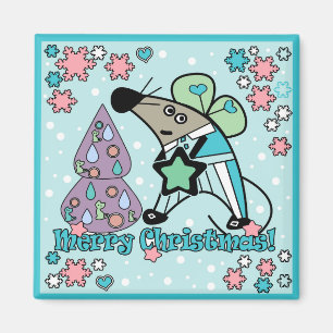 Imán Feliz Navidad Año Nuevo Símbolo Mouse Personalizad