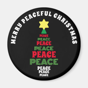 Imán Feliz Navidad Árbol de la Paz Verde y Rojo