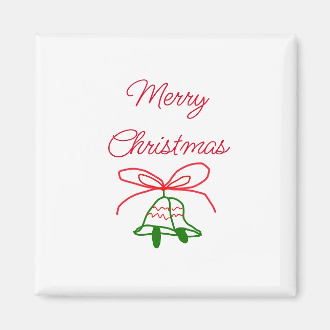 Imán Feliz Navidad arcos rojos con campanas de jingle v (Frente)