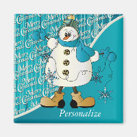 Feliz Navidad Azul Snowman