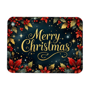 Imán Feliz Navidad Bayas Rojas/Doradas