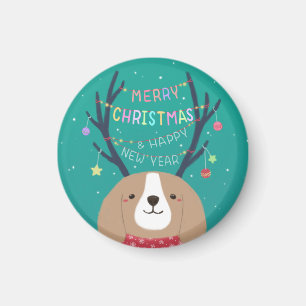 Imán Feliz Navidad: Beagle Ilustracion Art