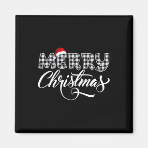 Imán Feliz Navidad Búfalo Negro Y Blanco Para