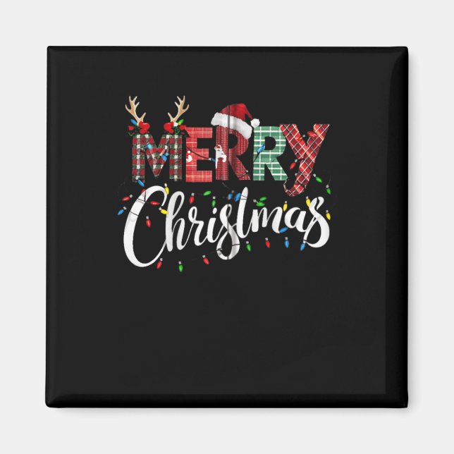 Imán Feliz Navidad Búfalo Negro Y Blanco Para (Frente)