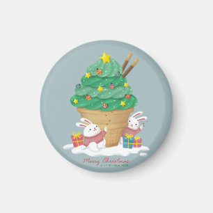 Imán Feliz Navidad: Bunnies y helados