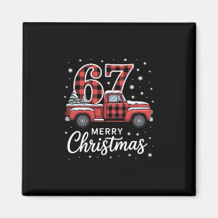 Imán Feliz Navidad Camioneta Cuadros Rojos 67 Navidad 