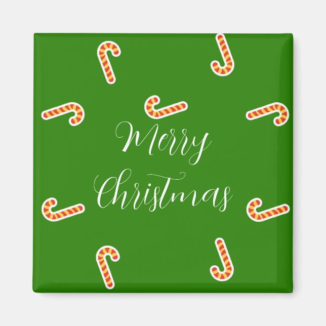 Imán Feliz Navidad caña de dulces verde (Frente)