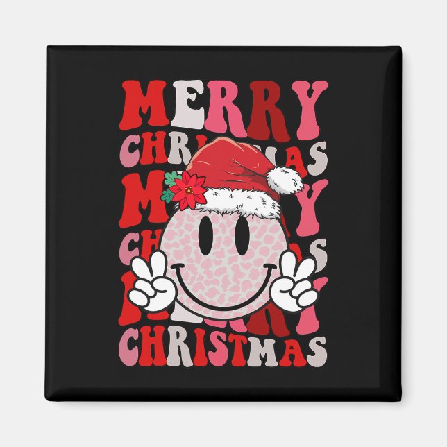 Imán Feliz Navidad Cara Sonriente Sombrero de Santa Cla (Frente)