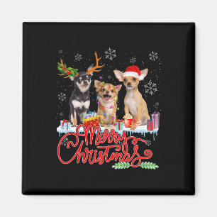 Imán Feliz Navidad Chihuahua Perros Santa Luces de reno