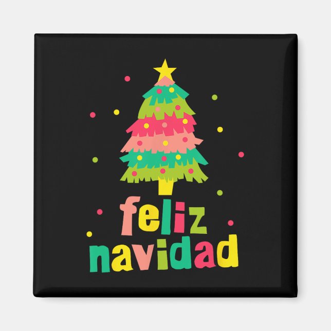 Imán Feliz Navidad Colorido árbol de navidad Navidades  (Frente)