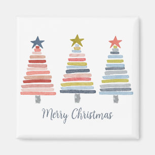 Imán Feliz Navidad Coloridos árboles apilados