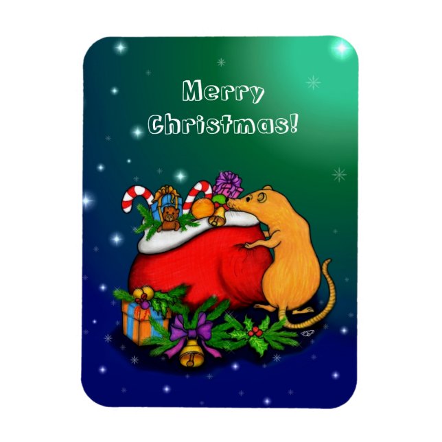 Imán Feliz Navidad con el príncipe rata (Vertical)