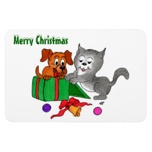 Imán Feliz Navidad con gato y pipa
