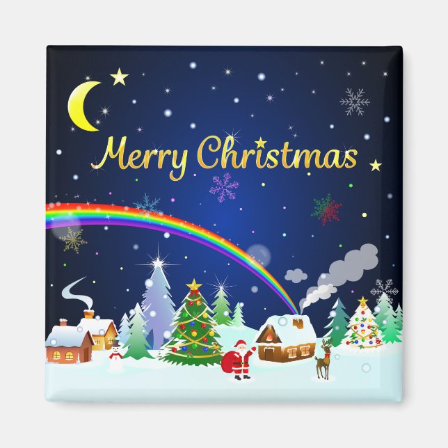 Imán Feliz Navidad con la luna creciente (Frente)