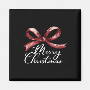 Imán Feliz Navidad Coquette Roja Bow Merry Y Brillante