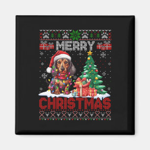 Imán Feliz Navidad Dachshund Dog Lover Familia Feo Xm