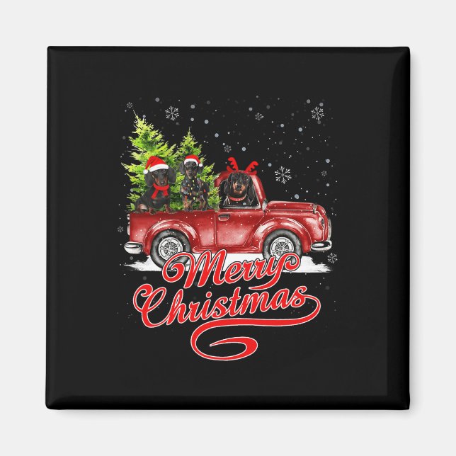 Imán Feliz Navidad Dachshund Dog Lover Santa Reindeer (Frente)