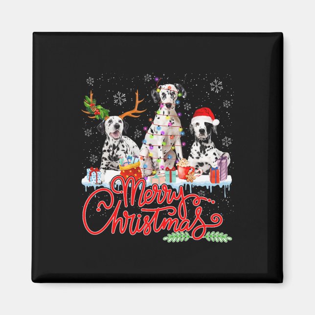 Imán Feliz Navidad Dalmacia perros Santa Lugh reno (Frente)