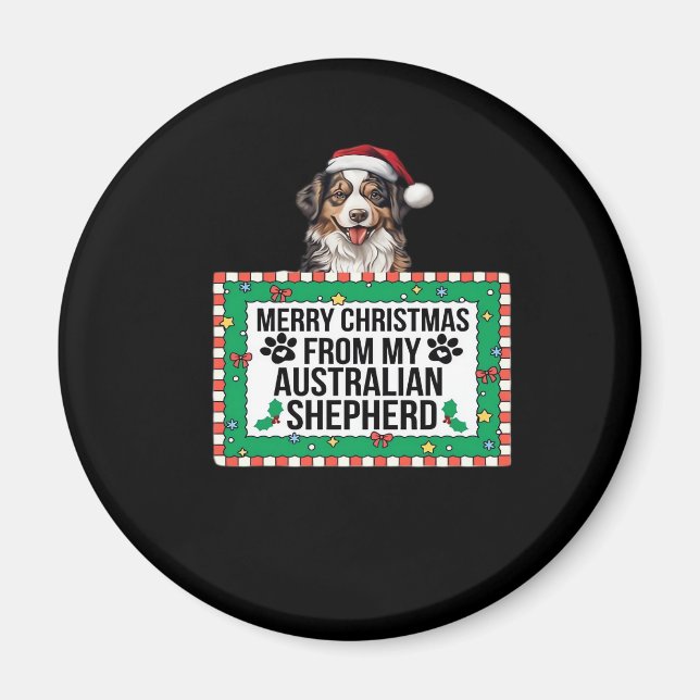 Imán Feliz Navidad de mi pastor australiano Classi (Frente)