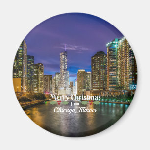 Imán Feliz Navidad desde Chicago, IL