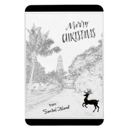 Imán Feliz Navidad desde el faro de la isla Sanibel FL