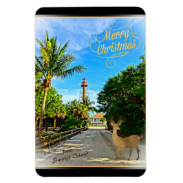 Imán Feliz Navidad desde el faro FL de la isla Sanibel