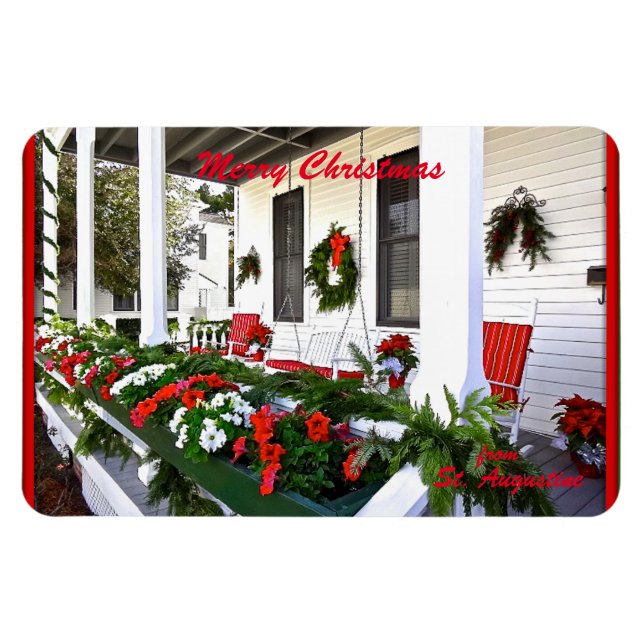 Imán Feliz Navidad desde la Sunny St Augustine Florida (Horizontal)