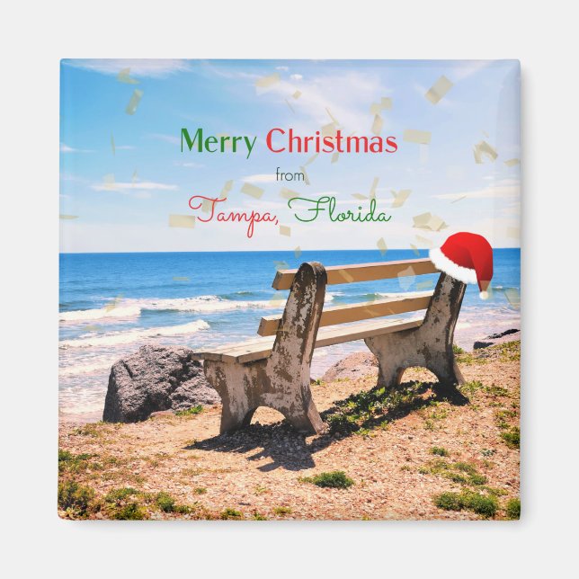 Imán Feliz Navidad desde Tampa, Florida (Frente)