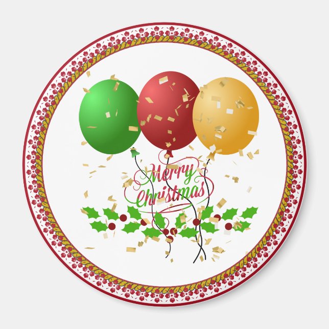 Imán Feliz Navidad, diseño festivo, (Frente)