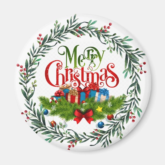 Imán Feliz Navidad, diseño festivo, (Frente)