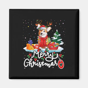 Imán Feliz Navidad Disfraces de reno Cute Santa Corgi