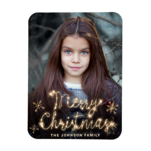 Imán Feliz Navidad Dorado Sparkle Script Fofo Saludo