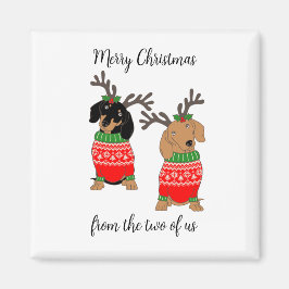 Imán Feliz Navidad Dos Decorados Dachshunds