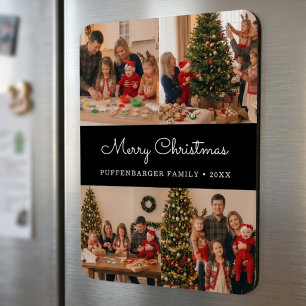 Imán Feliz Navidad Elegante Escritura Blanca 4 Fotos