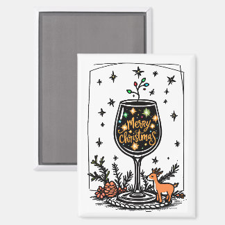 Imán Feliz Navidad en un vaso de vino