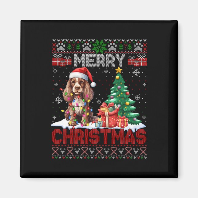 Imán Feliz Navidad Er Spaniel Perro Amantes de Nochebue (Frente)